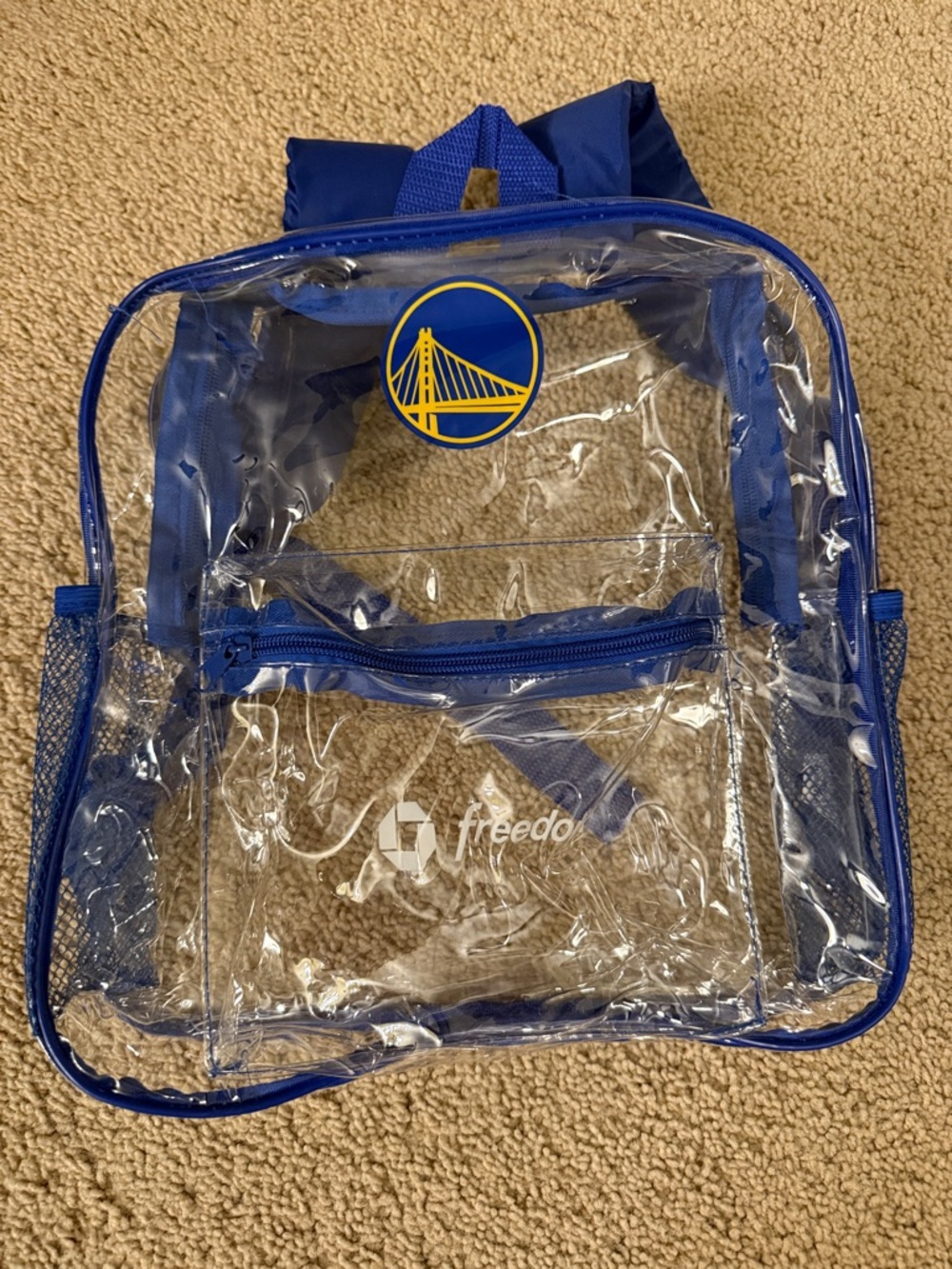 Golden State Warriors Clear Transparent Blue Trim Backpack